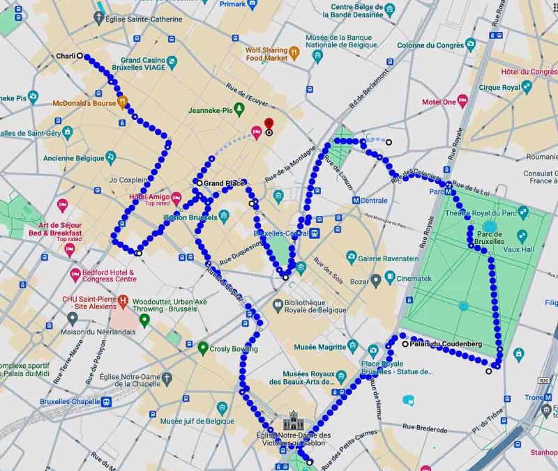 map of the best things to see in Brussels in one day