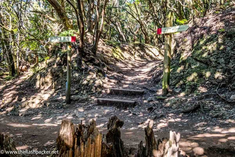 signs for Waymarked trails in Anaga Forest