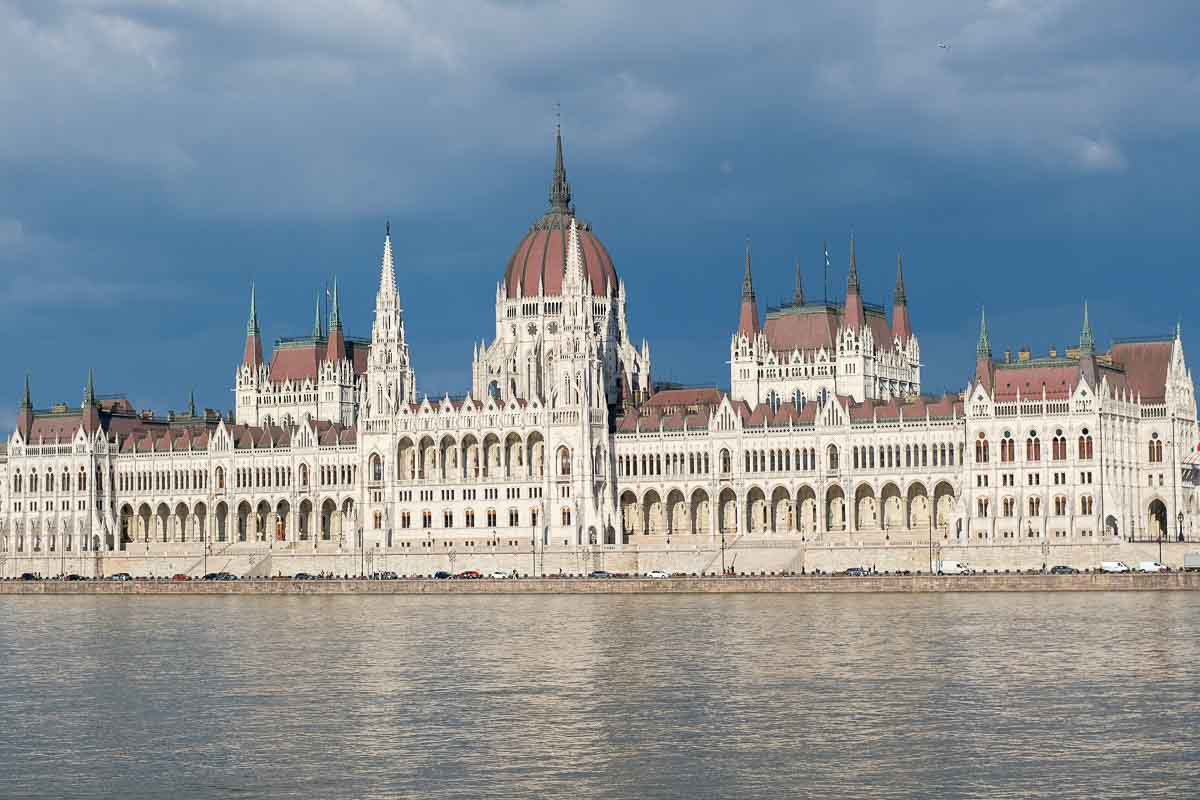 the facade of the hungarian parliament building on the banks of the river danube