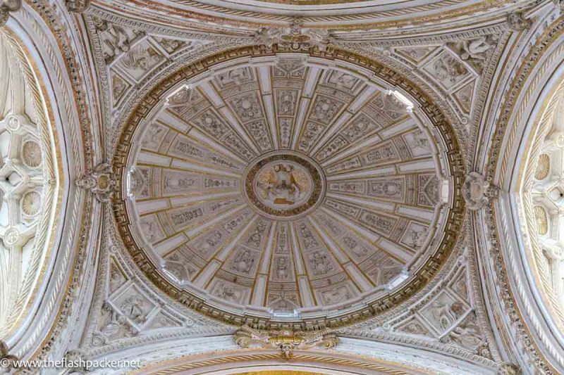 ornate domed ceiling of cathedral mosque of cordoba