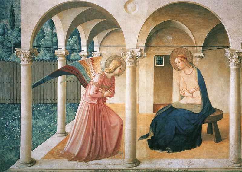 italian renaissance art depicting angel and virgin mary