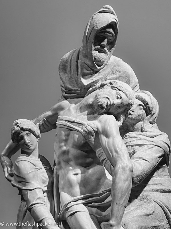 marble sculpture in florence of the pieta with 4 figures