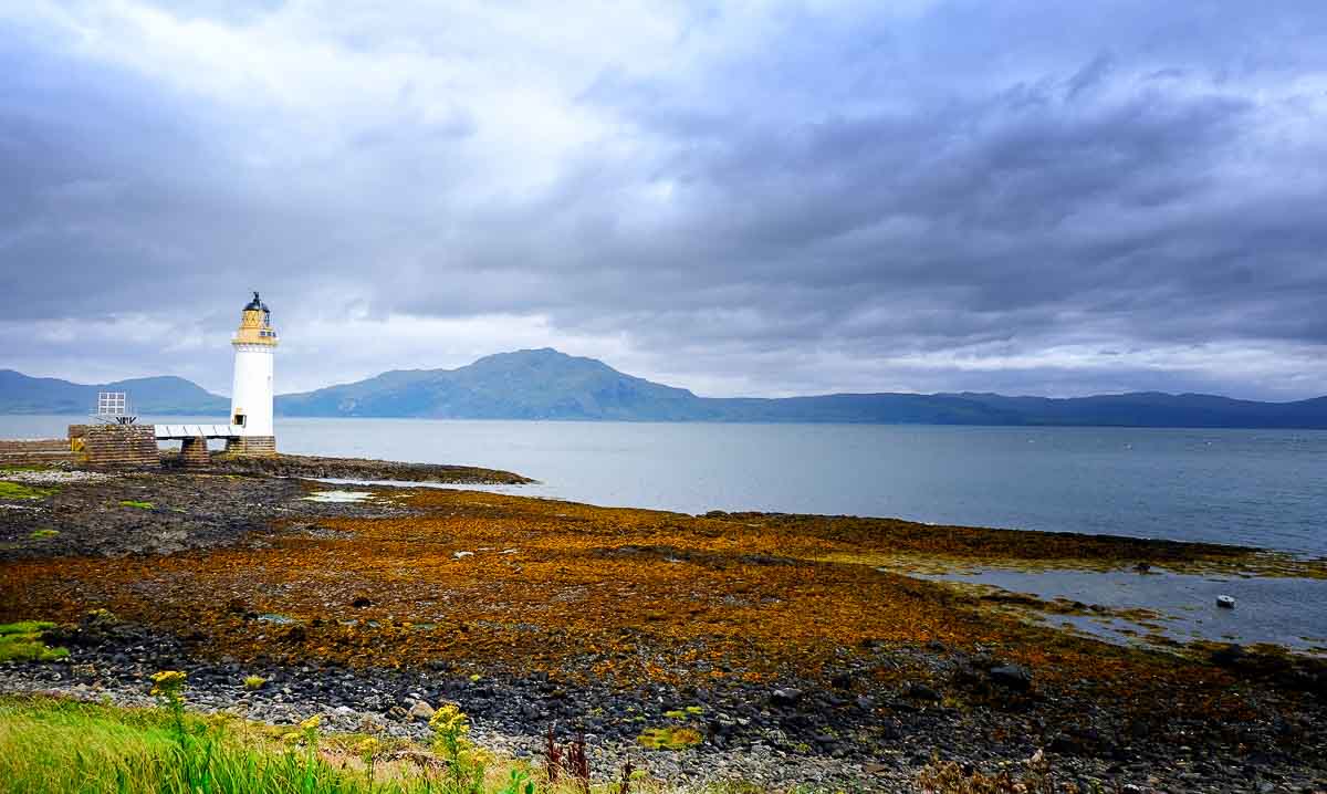 lighthouse on mull looking our across bay