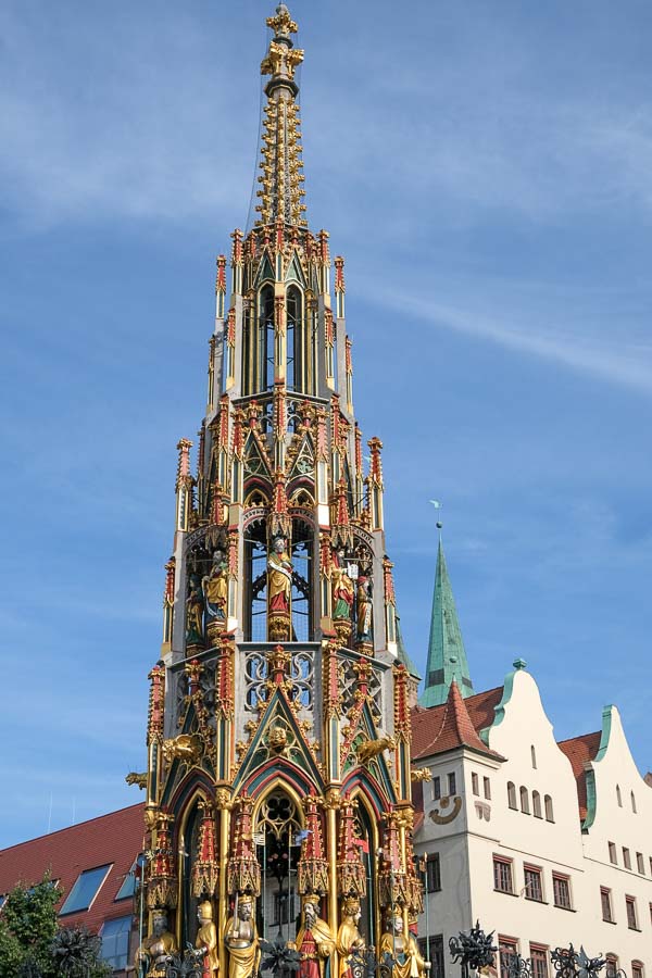 painted and gilded spire on fountain