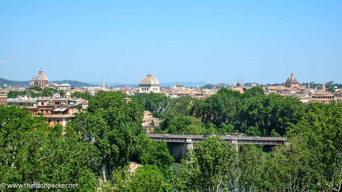 skyline of rome from orange garden