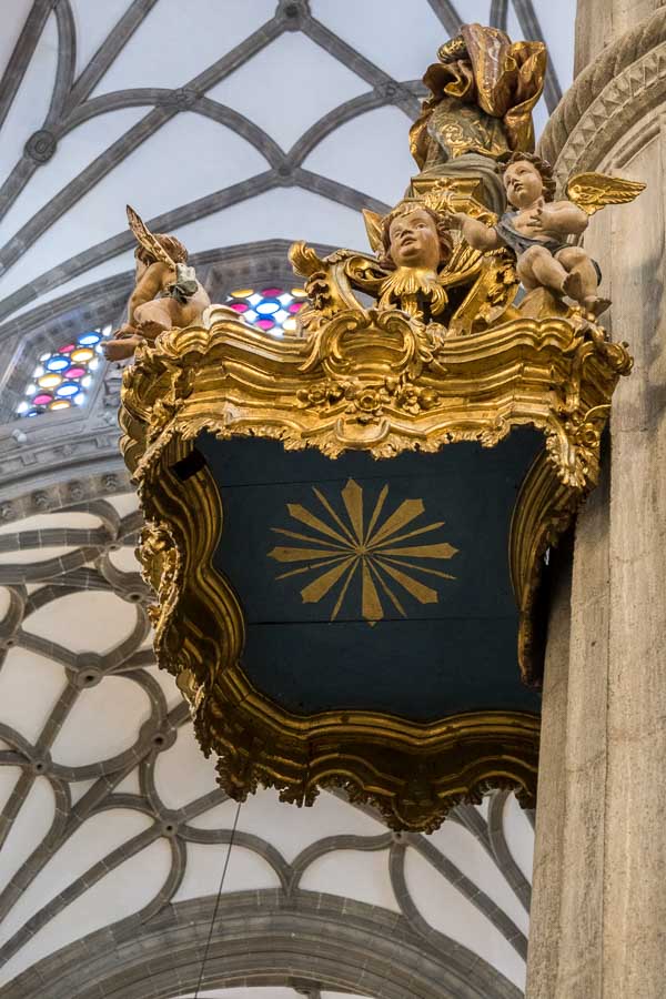 gilded pulpit with cherubs in santa ana cathedral las palmas