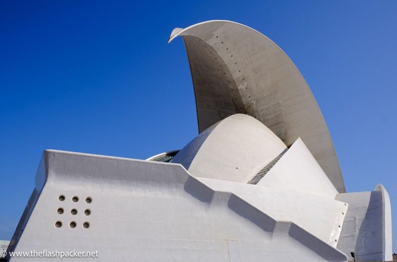 modern rooftop of Auditorio de Tenerife against blue sky