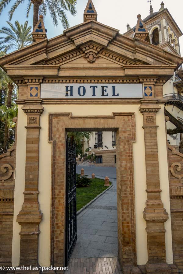 art deco gateway with sign saying hotel