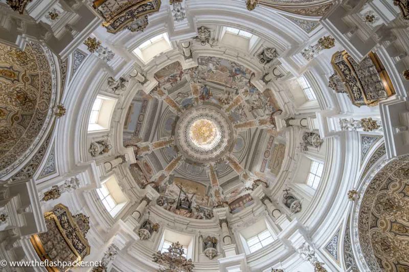 elaborate painted dome in church