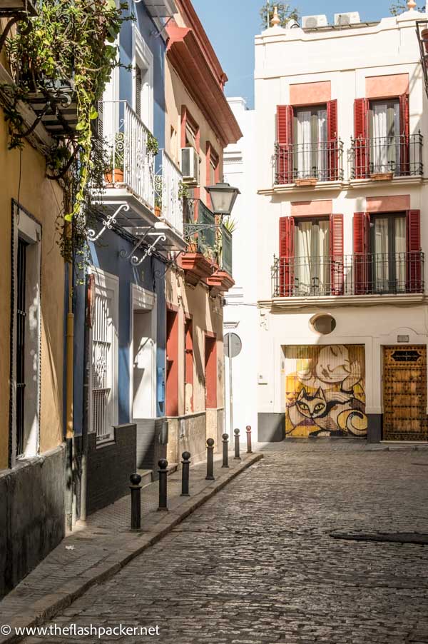 norrow cobblestoned street with pretty 2-storey houses