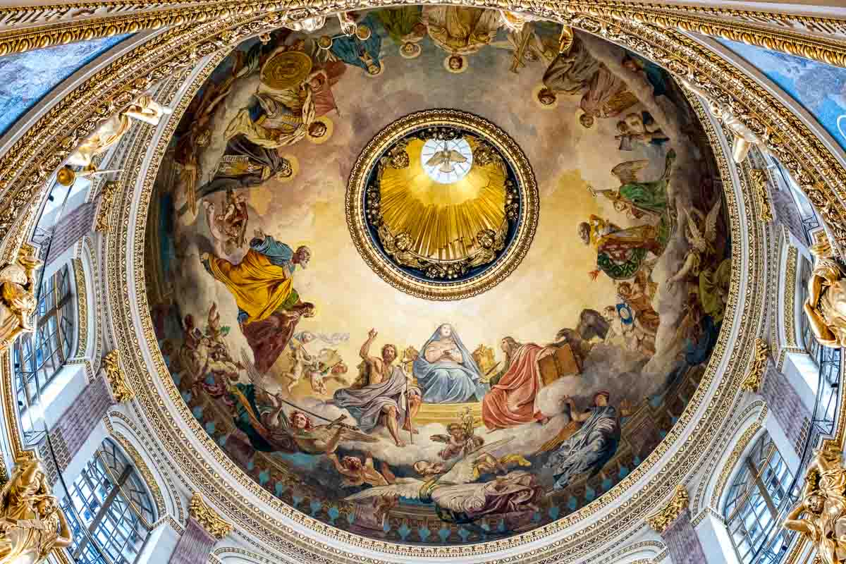 mosaics on dome of St Isaac Cathedral in st petersburg