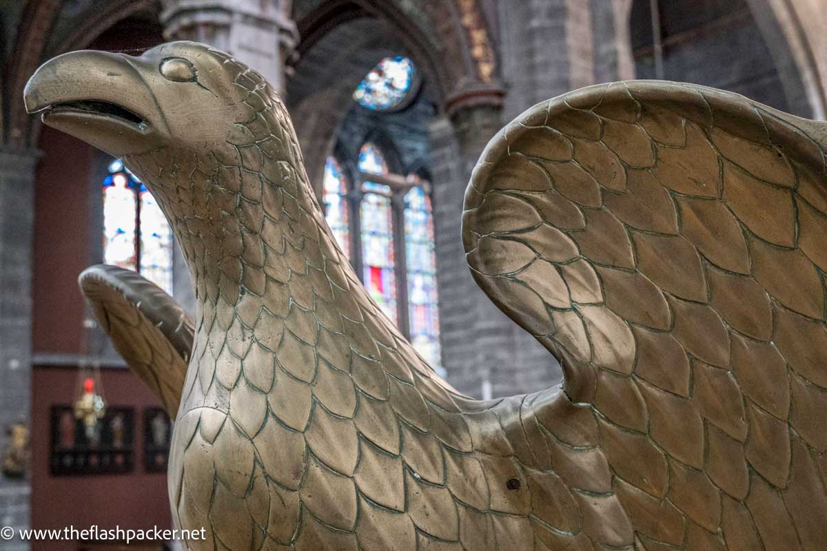 bronze lectern in church in the shape of an eagle