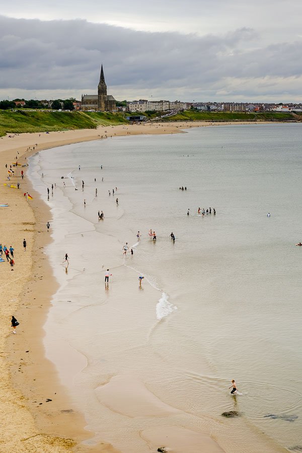 broad sandy beach approaching whitley bay