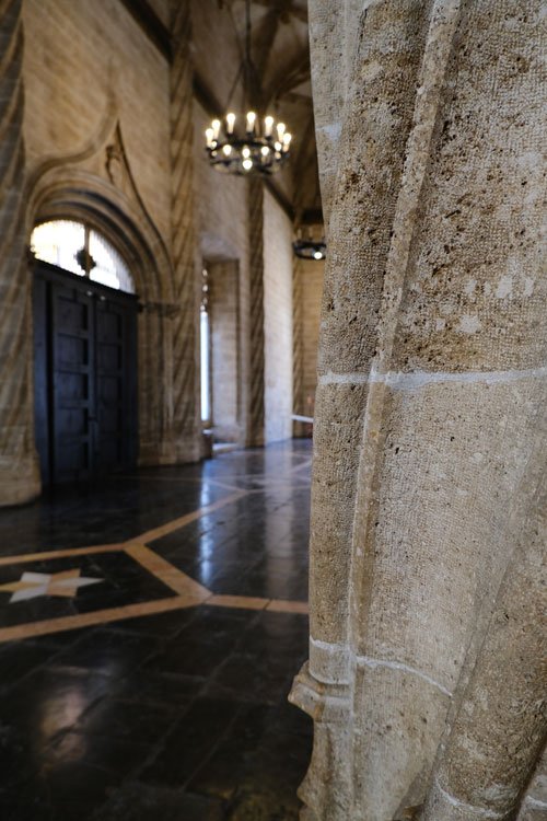 twisted stone pillar in gothic room