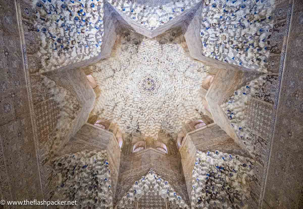 intricately carved star shaped domed ceiling