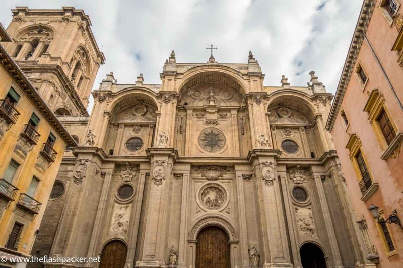 imposing renaissance facade of granada cathedral