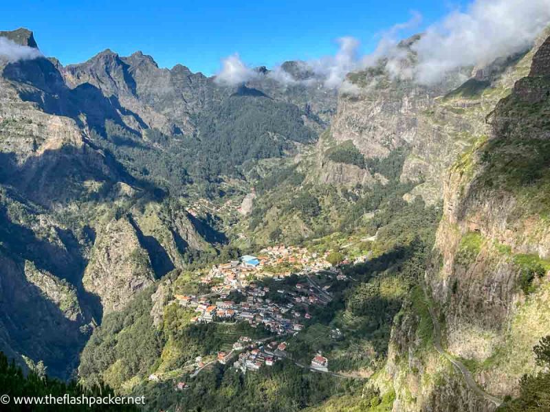 deep canyon of valley of the nuns madeira with village at bottom