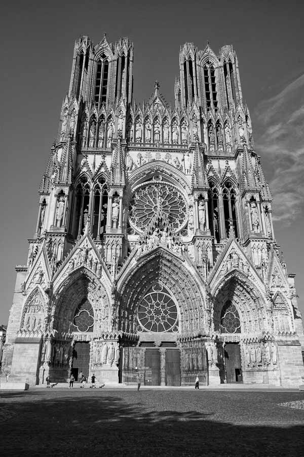 exterior of magnificent gothic cathedral in reims france