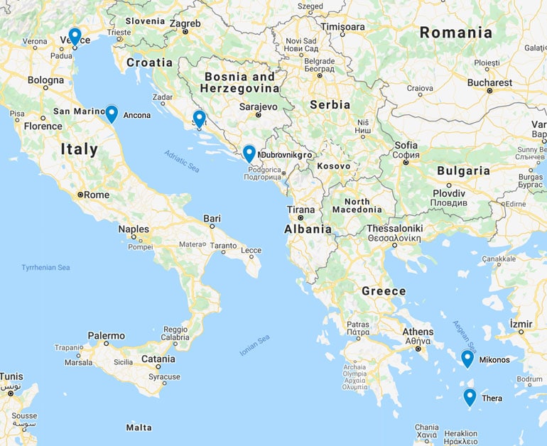 adriatic-cruise-itinerary map