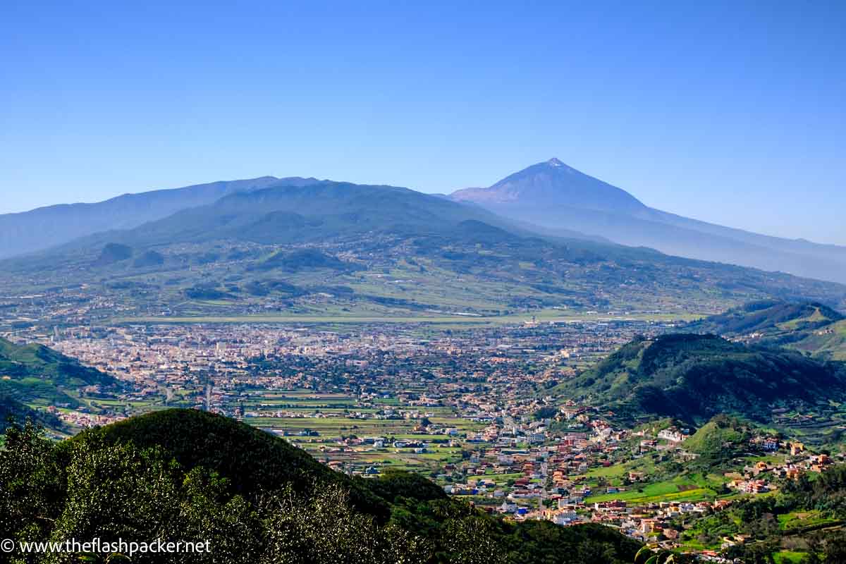 view of mountains and small townsfrom mirador in anaga forest