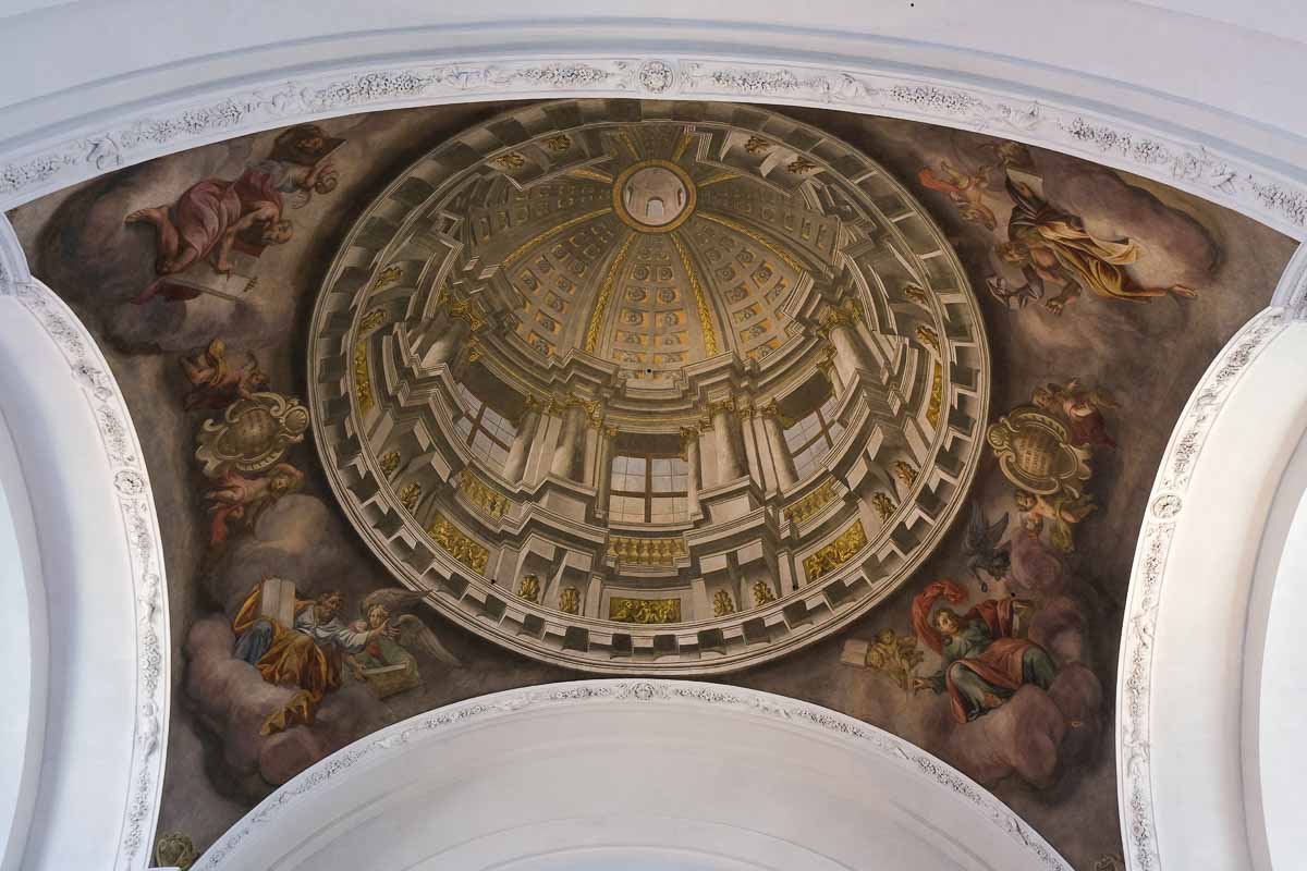 painted dome of church with 3-d effect