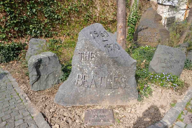 memorial stones to the beatles in bardejov slovakia