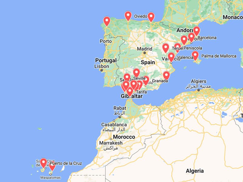 map showing the best cities in spain to visit