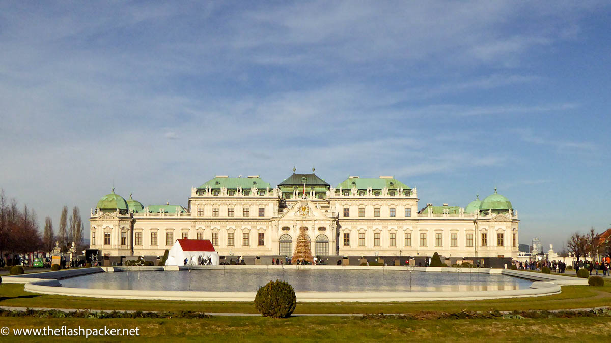 cream facade of belvedere palace in vienna