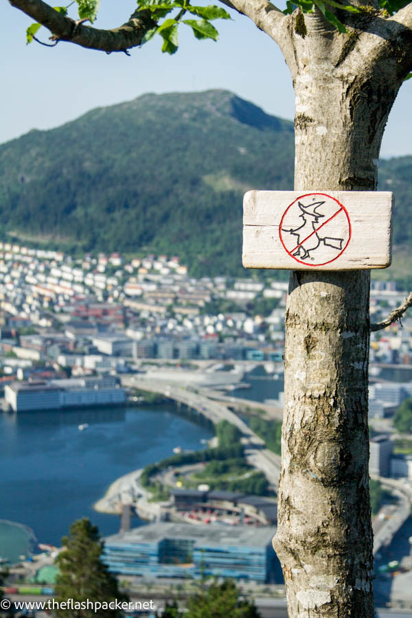 watch out for the witches sign at mount floyen bergen