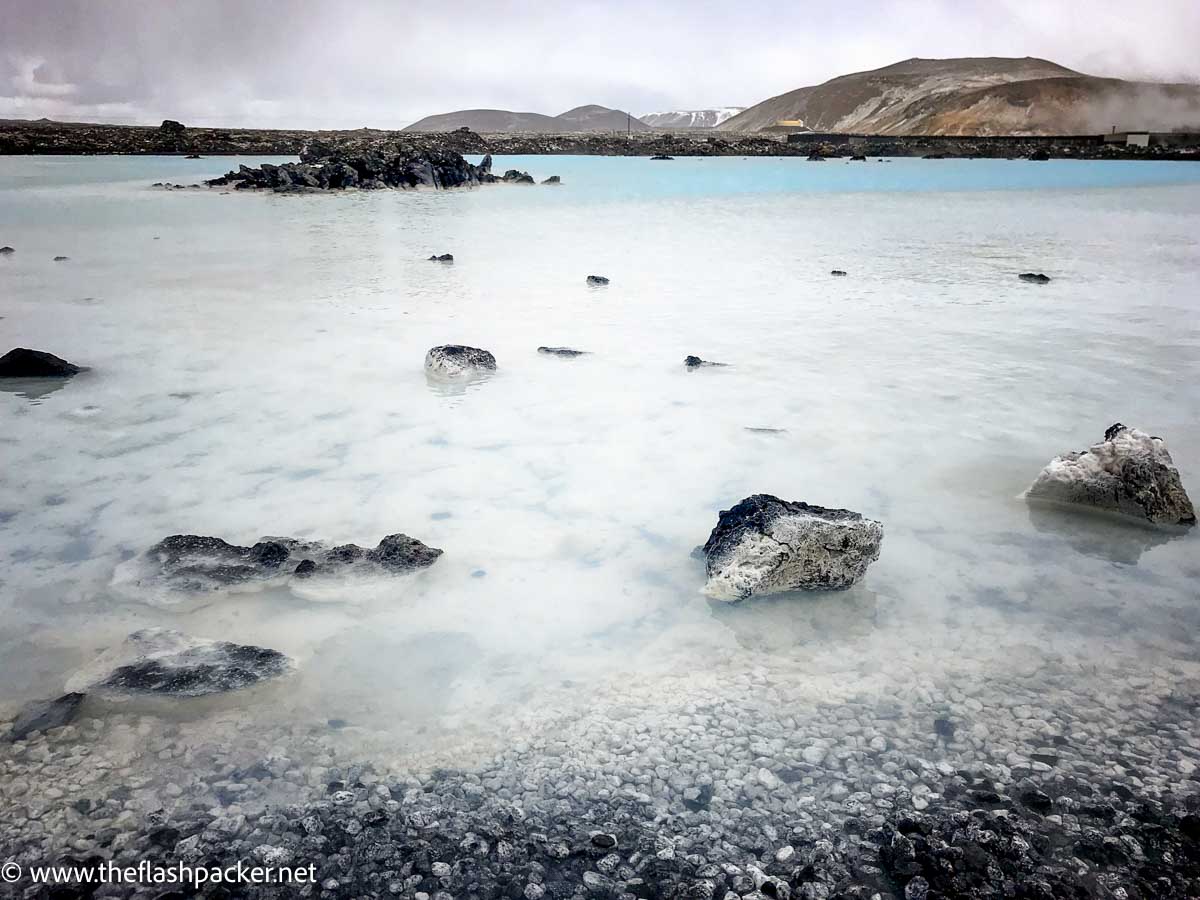 milky water of geothermal blue lagoon in iceland