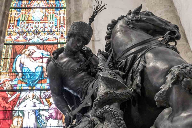 bronze sculpture of st martin on a horse