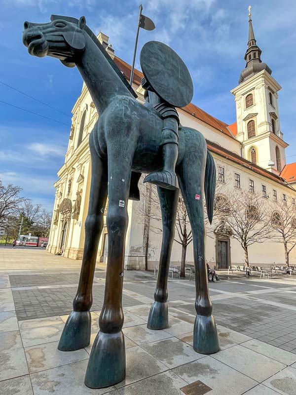 brno equestrian statue of a soldier on horseback