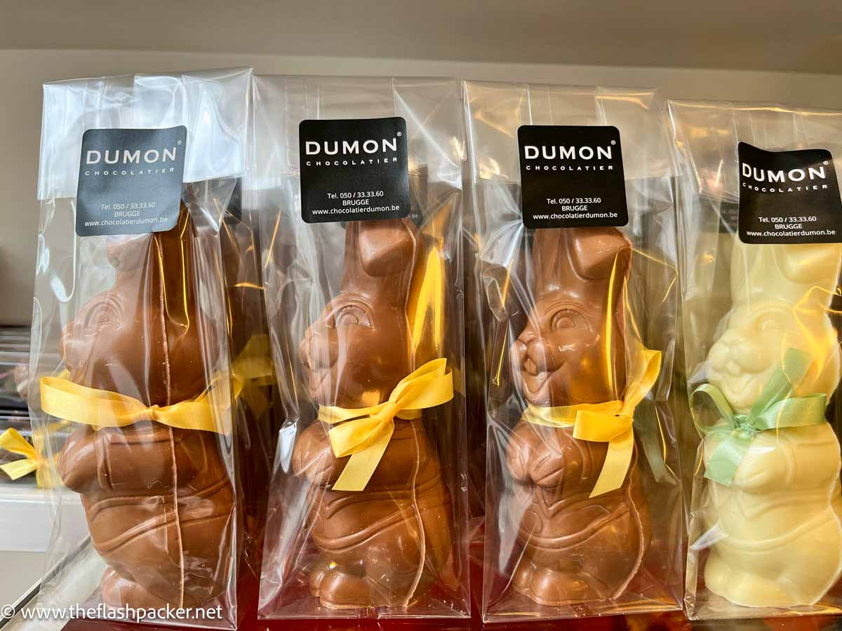 row of chocolate bunnies