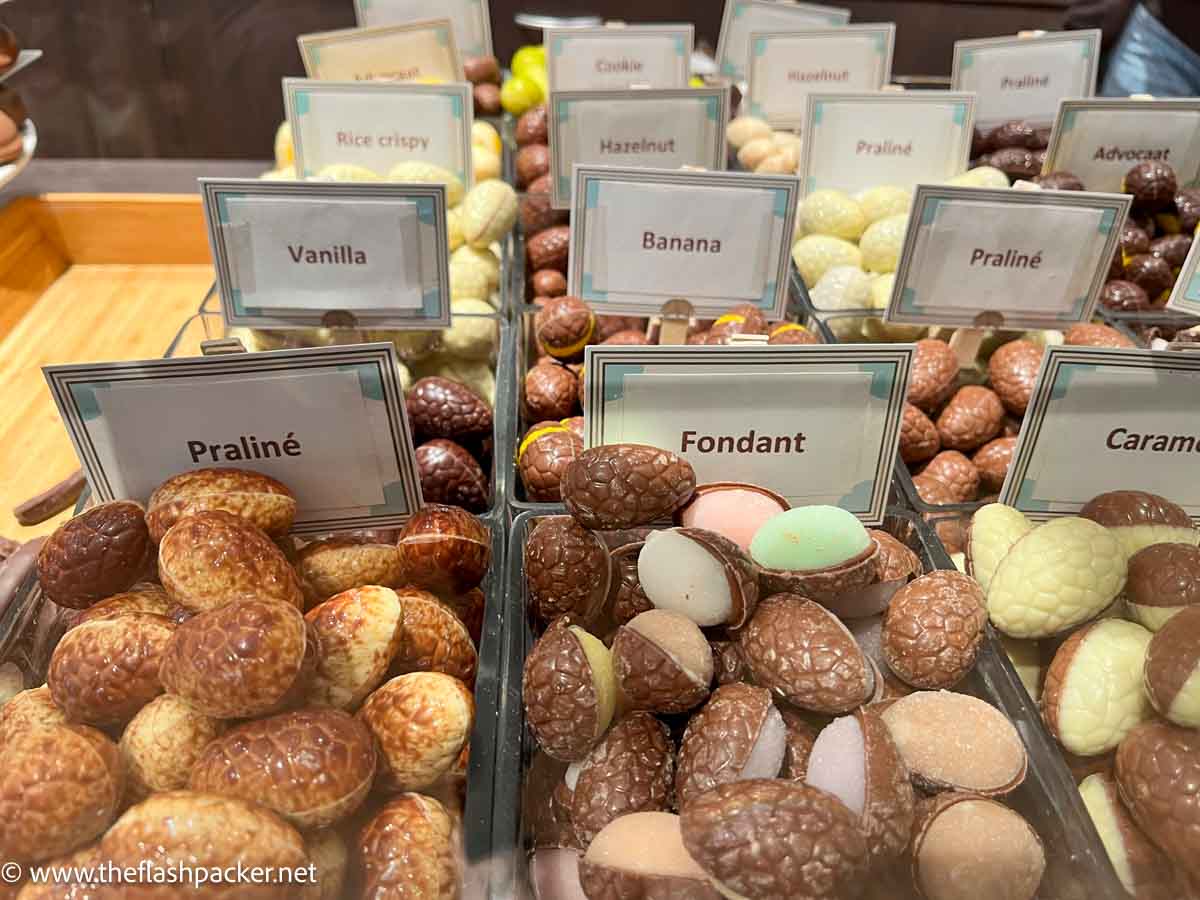 display case of chocolates