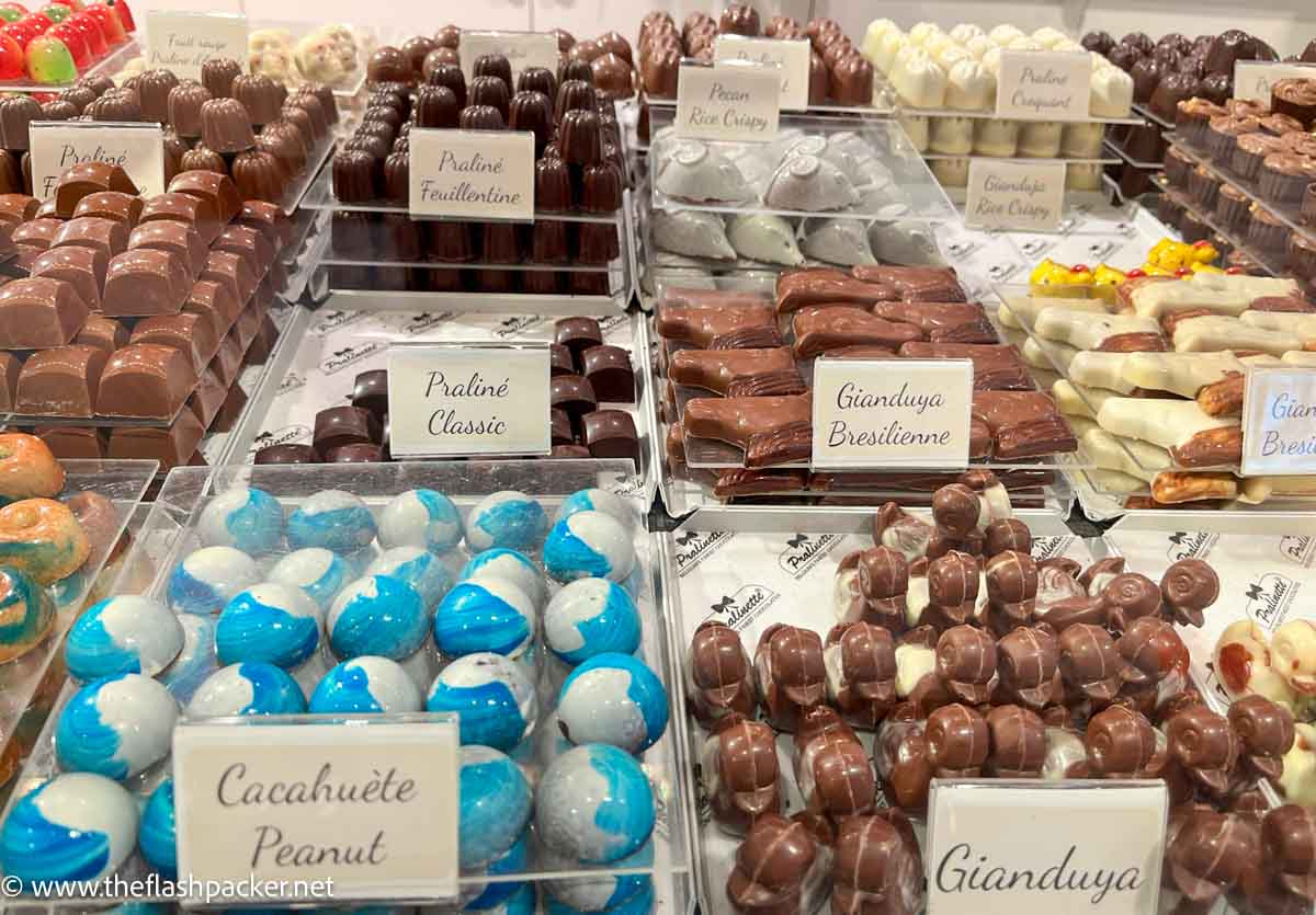 display of chocolates in shop