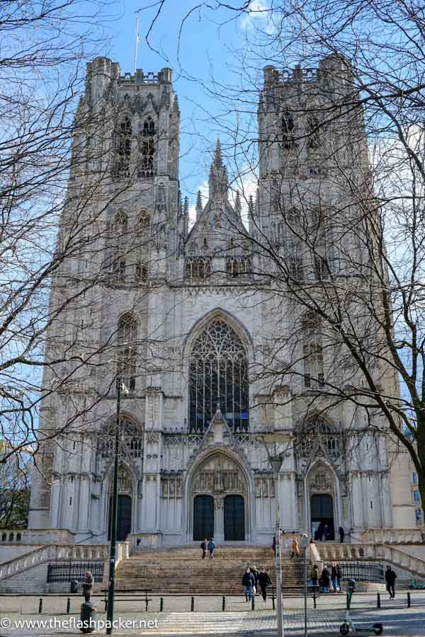 exterior of gothic cathedral with 2 towers