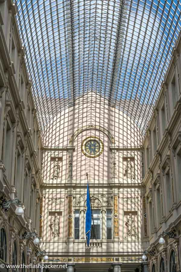 wrought iron and glass domed roof of shopping gallery