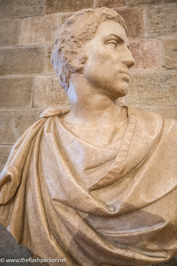 marble bust of brutus in profile