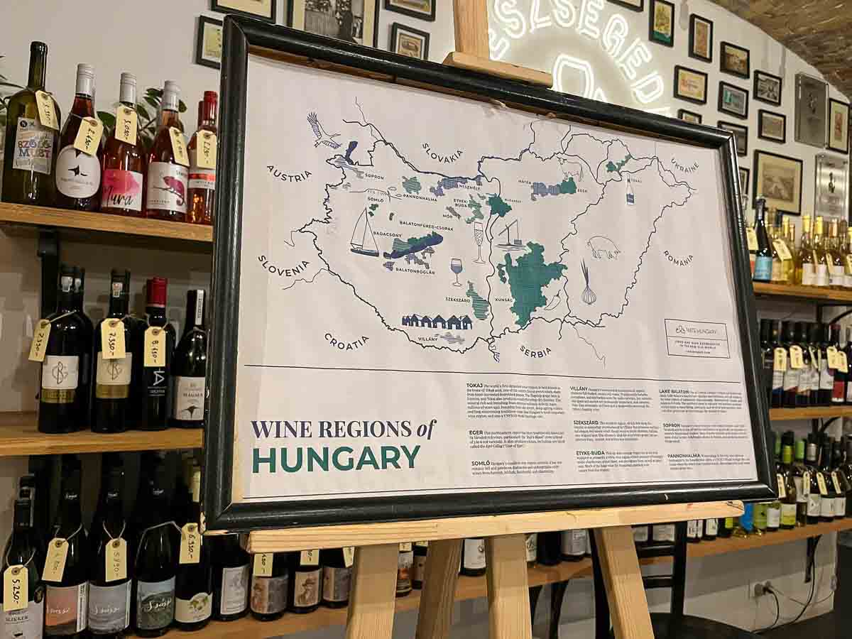 map showing the wine regions of hungary