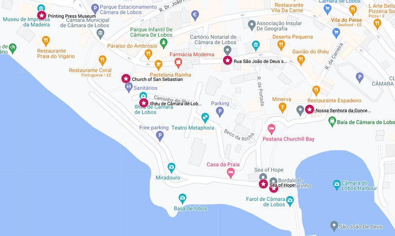 map of the best things to see in camara de lobos madeira