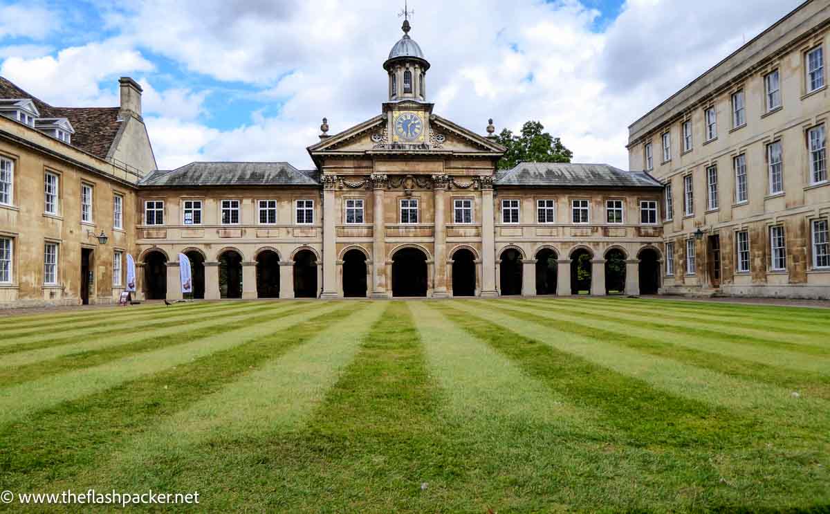 college buildings in cambridge around a grass quadrangle