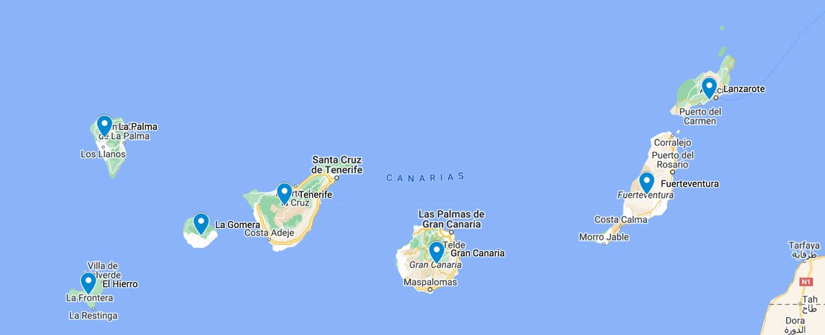 map showing the canary islands solo travellers can visit