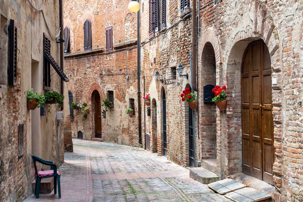 quaint street with cobbels and stone buildings