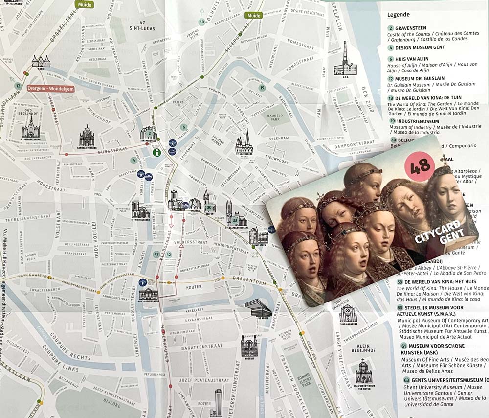 map of ghent and a citycard gent also known as ghent city card