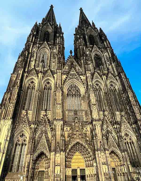 exterior facade of immense gothic cathedral in cologne germany