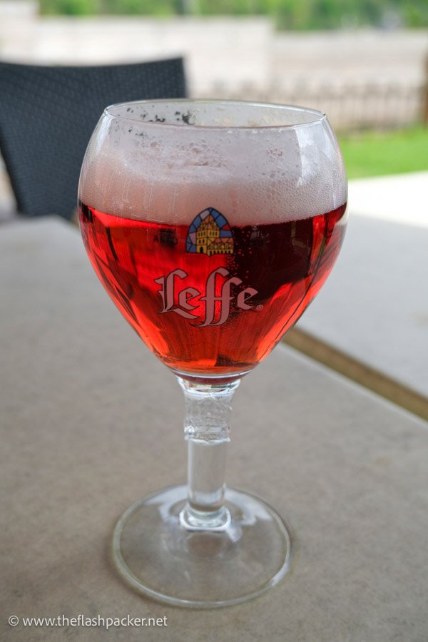 glass or red ruby leffe beer