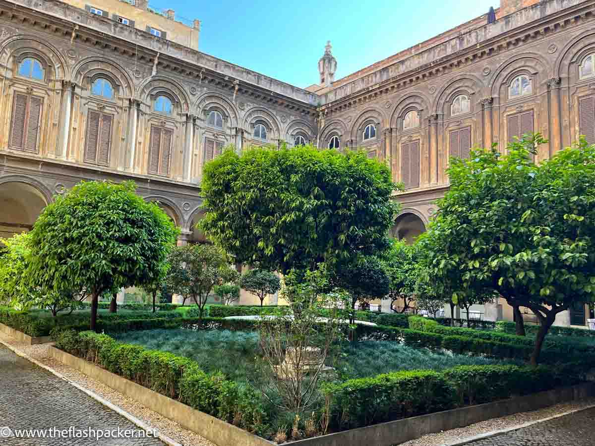 beautiful courtyard planted with trees