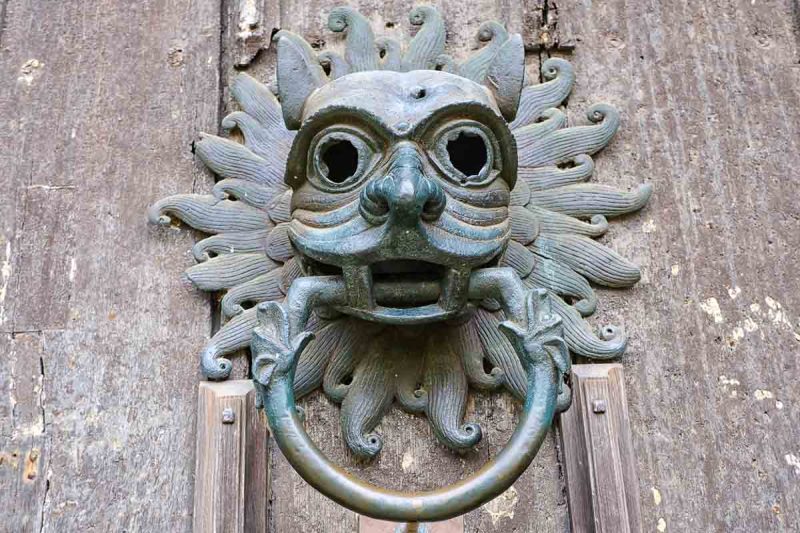 elaborate door knocker at durham cathedral