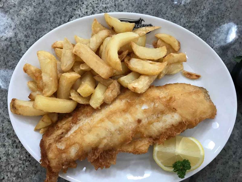 a plate of fish and chips