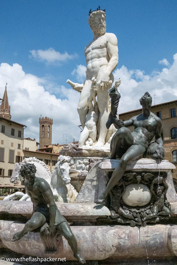 ornate fountain of neptune in florence piaza della signoria